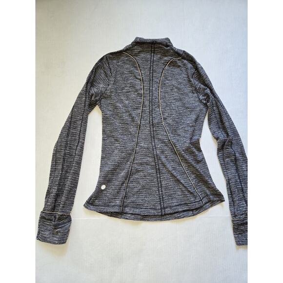 Lululemon Women Run Briskly 1/2 Zip Activewear Top Coco Pique Black White Size 6 - Picture 4 of 12